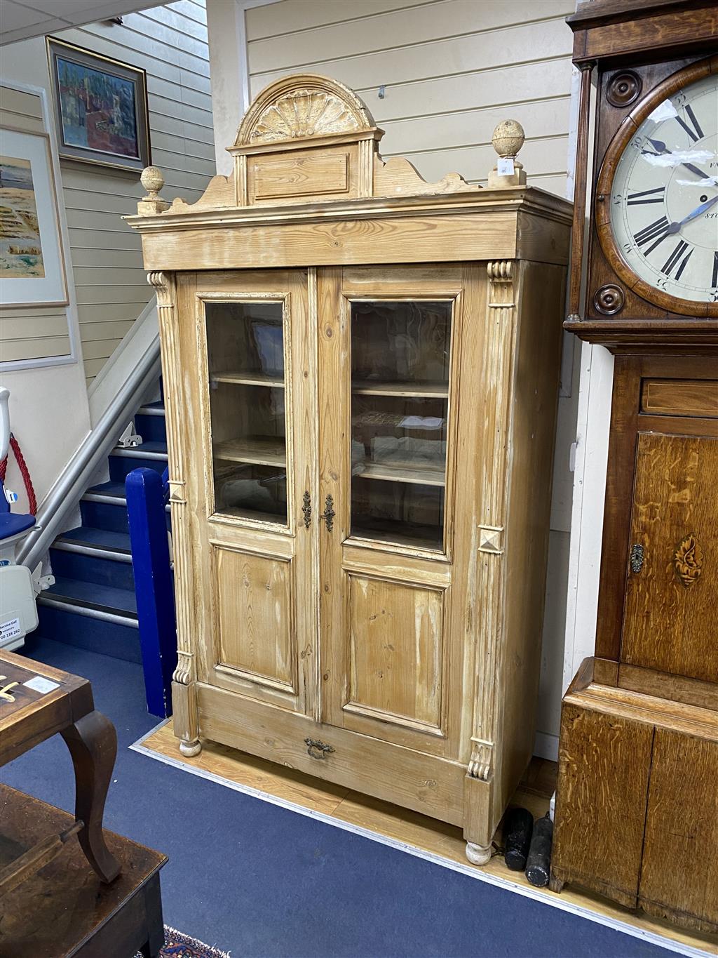 A 19th century French pine armoire, width 124cm, depth 56cm, height 214cm